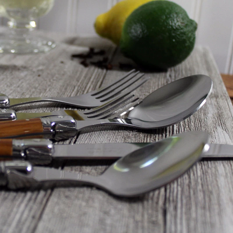 20 Piece Laguiole Wood Grain Flatware Set - Image 5