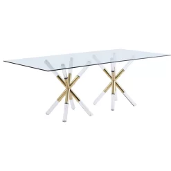 The Helios Dining Table, 84", Glass And Acrylic, Modern, Rectangular
