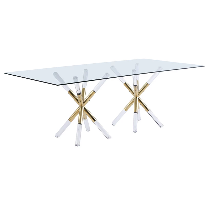 The Helios Dining Table, 84", Glass And Acrylic, Modern, Rectangular