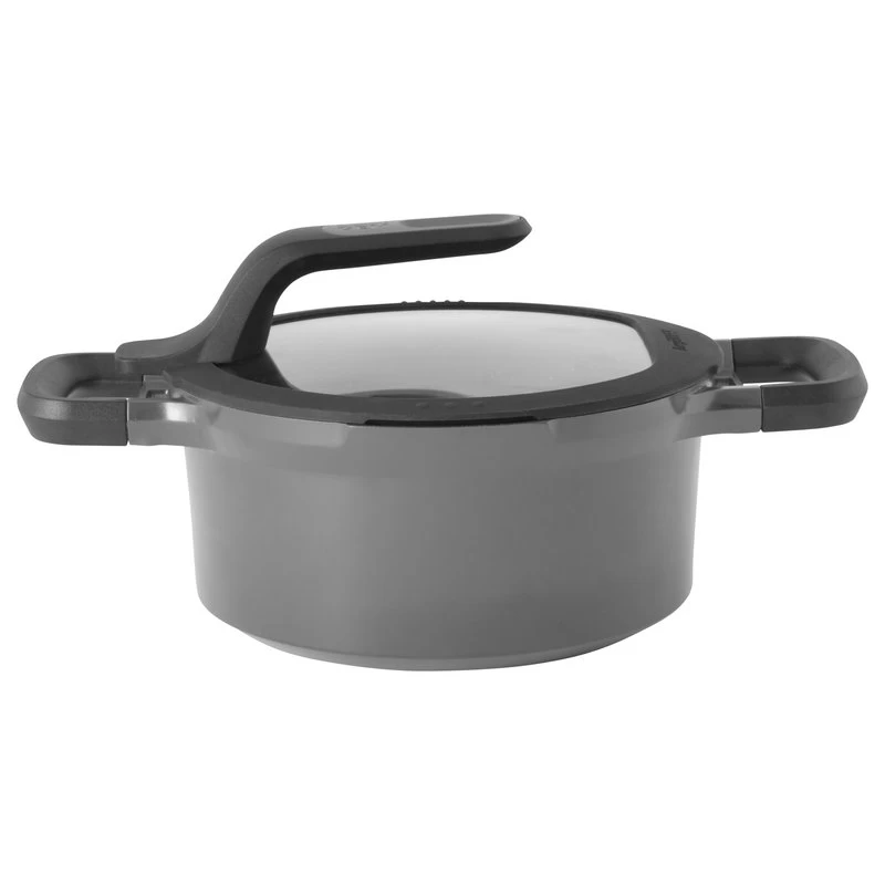 GEM 8" Non-Stick Covered Casserole, 1.9 Qt, Grey, Stay Cool