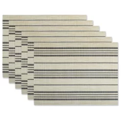 Black Farmhouse Stripe Pvc Woven Placemat Set Of 6