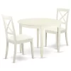 East West Furniture Boston Wood 3-Piece Dining Set In White Finish BOST3-LWH-LC