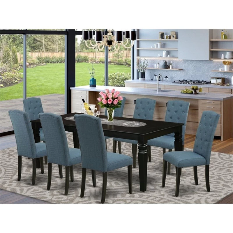 Atlin Designs 9-piece Wood Dining Set In Black/Blue - Image 2