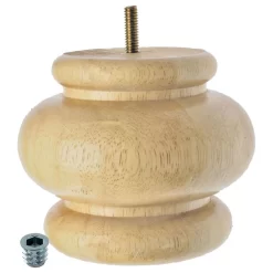 4" Highx4-7/8" OD Unfinished Solid Hardwood Round Bun Feet