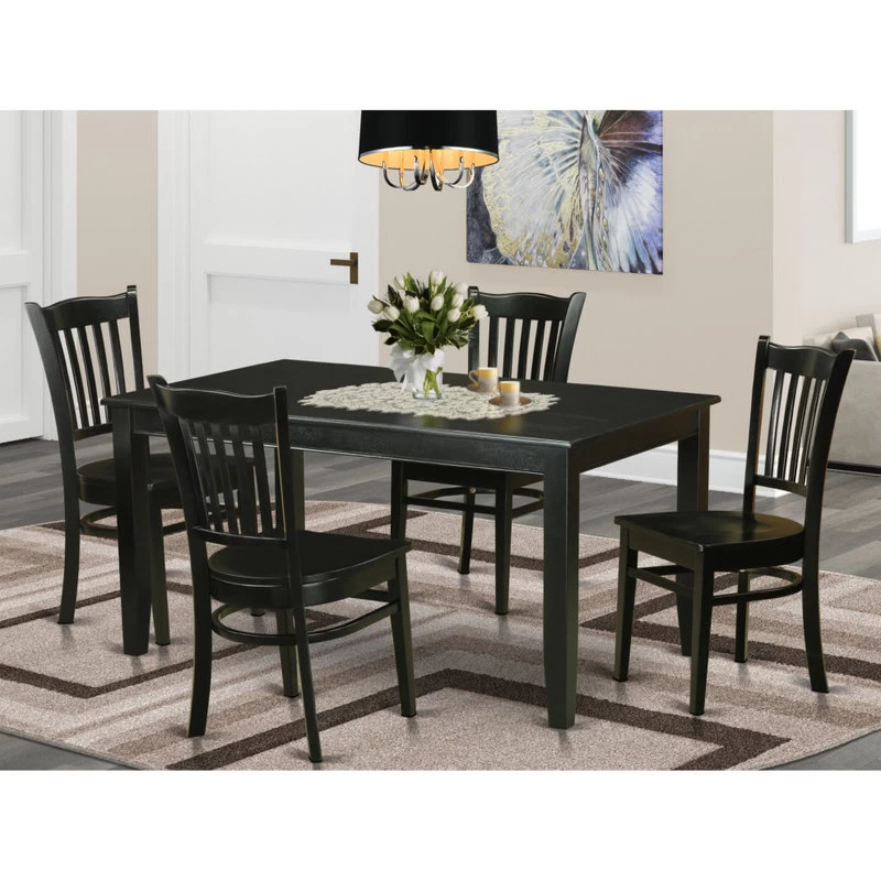 Dugr5-Blk-W 5-Piece Dining Room Set Dinette Table And 4 Kitchen Dining Chairs - Image 4