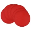 Round Woven Placemats Red, Set Of 6