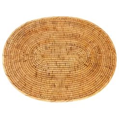 Artifacts Rattan Oval Placemat, Honey Brown, Medium