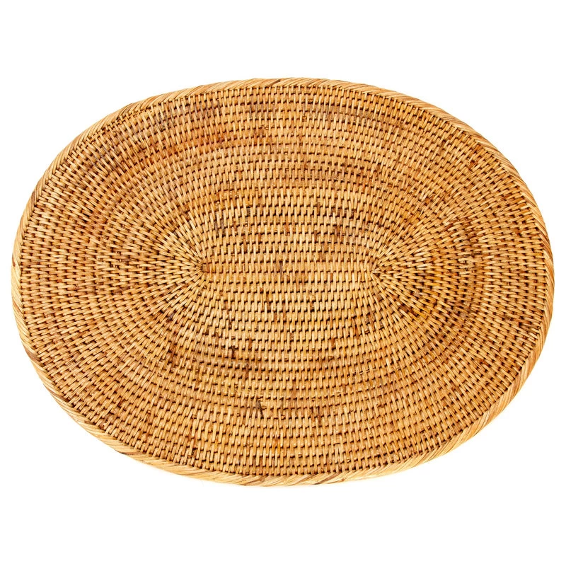 Artifacts Rattan Oval Placemat, Honey Brown, Medium
