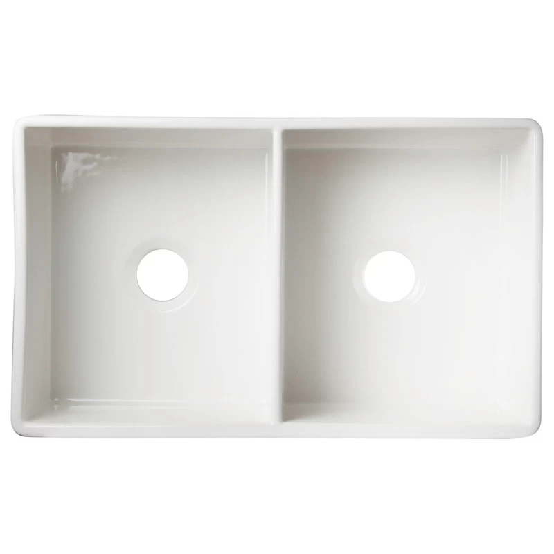 ALFI Brand White 32" Smooth Apron Double Bowl Fireclay Farmhouse Kitchen Sink - Image 8