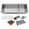 48in. 16-Gauge Undermount Double Bowl Stainless Steel Kitchen Sink W/Accessories