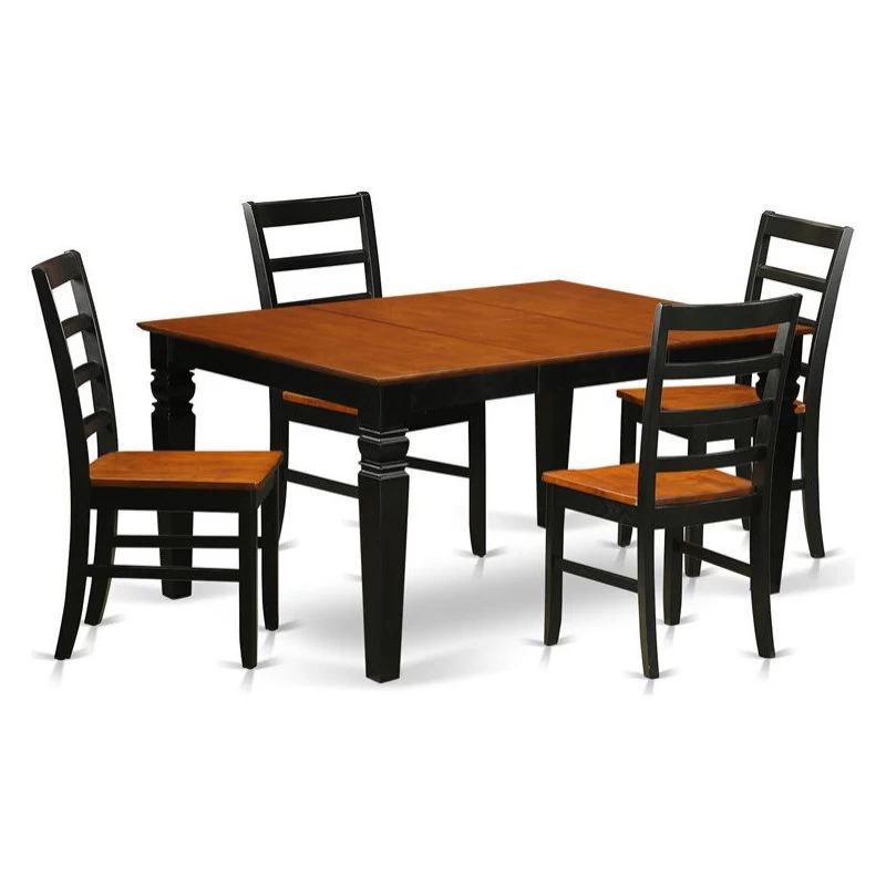 East West Furniture Weston 5-piece Wood Table And Dining Chairs In Black/Cherry