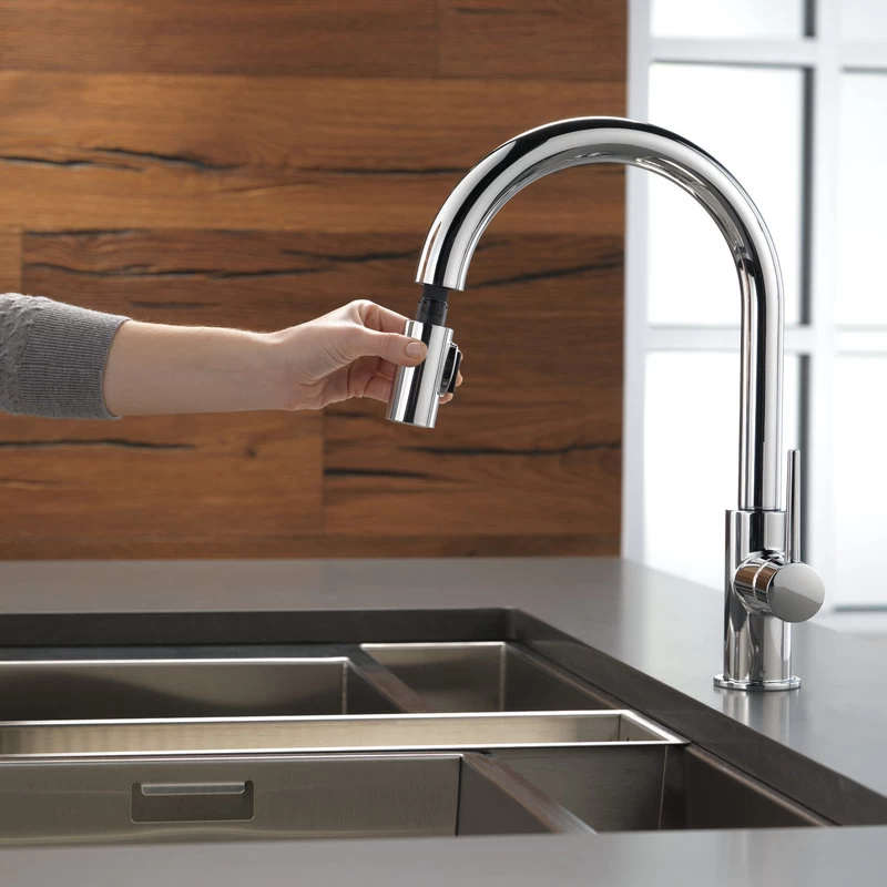 Delta Trinsic Single Handle Pull-Down Kitchen Faucet, Polished Chrome - Image 6