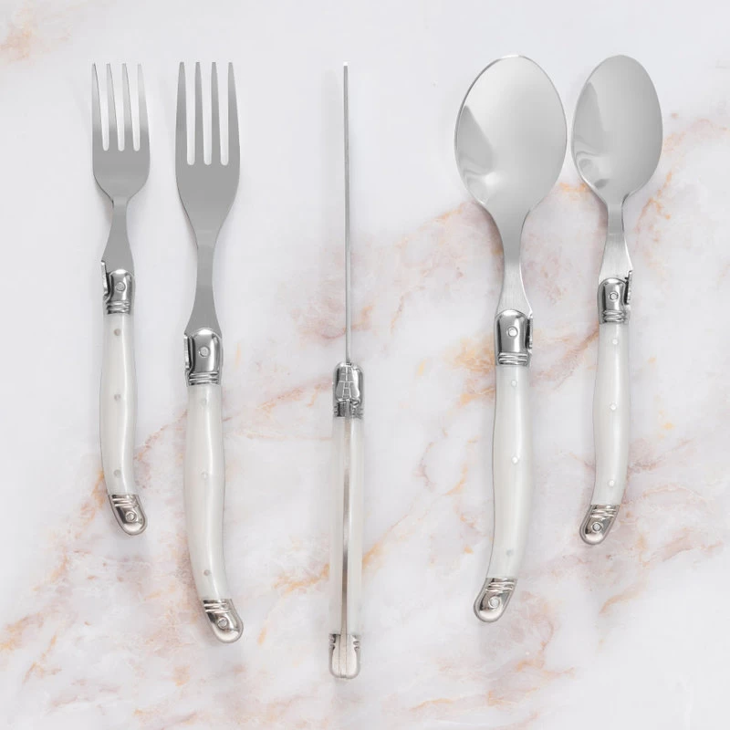 French Home Laguiole 20 Piece Stainless Steel Flatware For 4, Pearl White - Image 2