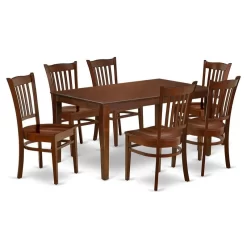 East West Furniture Capri 7-piece Wood Dining Room Set In Mahogany