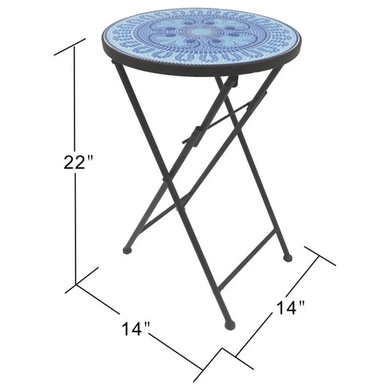 Saint Birch Lori Transitional Metal Folding Side Table In Blue/Black - Image 4