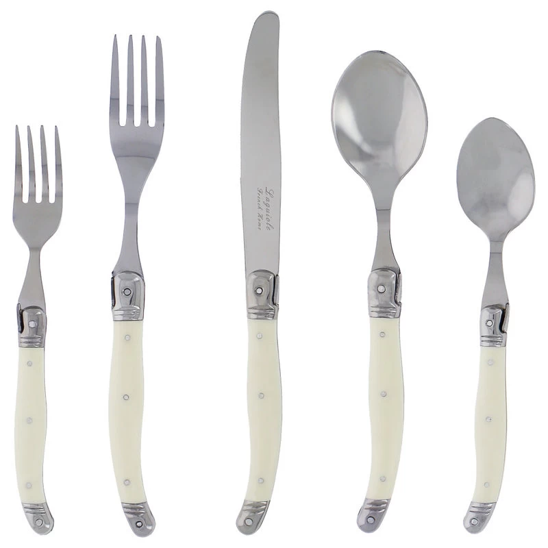 20 Piece Laguiole Faux Ivory Flatware Set