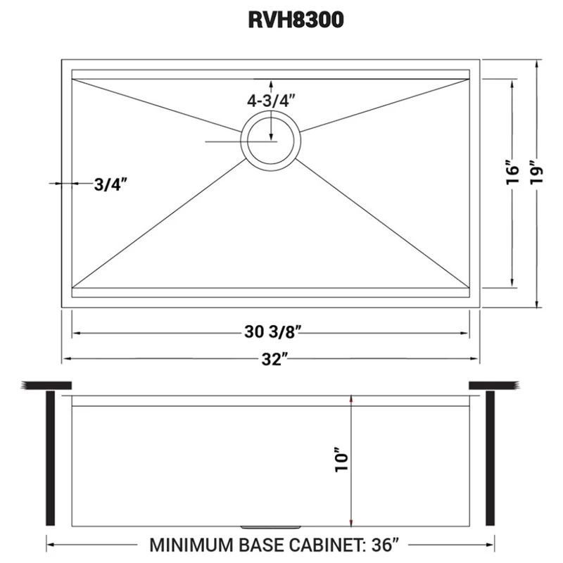 Ruvati RVH8300 Undermount 16 Gauge 32" Kitchen Sink Single Bowl - Image 14