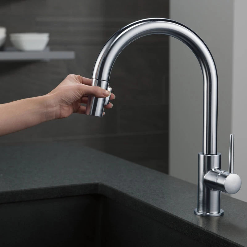 Delta Trinsic Single Handle Pull-Down Kitchen Faucet, Arctic Stainless - Image 5