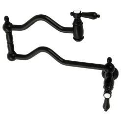 Kingston Brass KS2100BAL Heirloom Wall Mount Pot Filler, Matte Black
