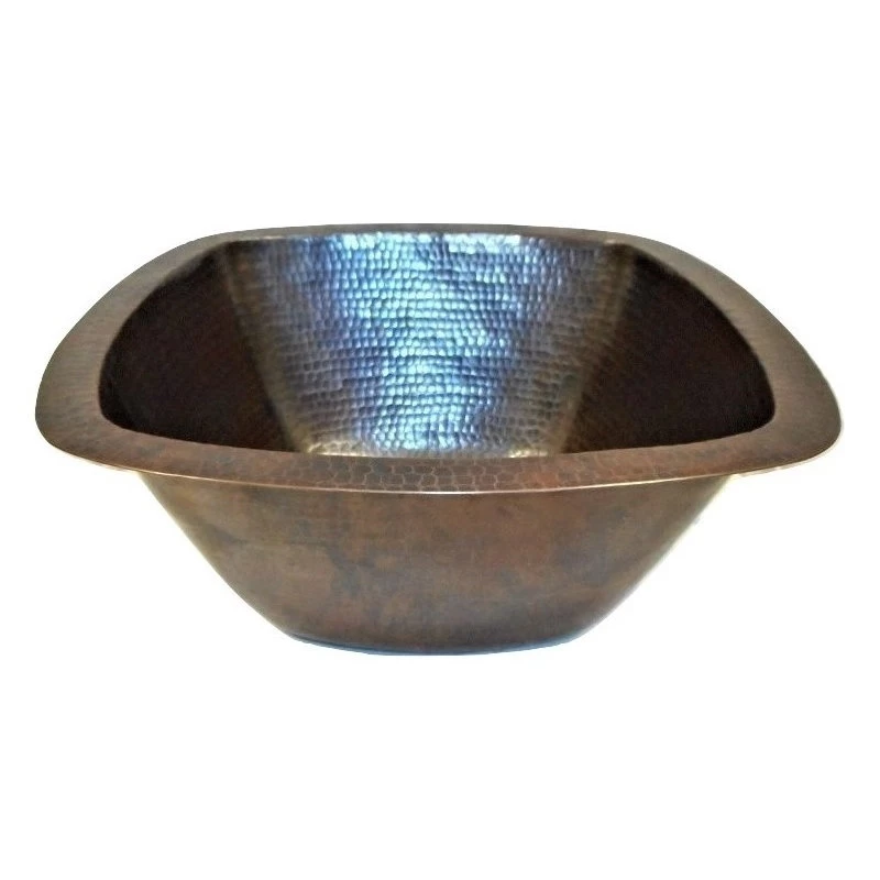 Rustic Copper Square Kitchen Bar Prep Sink With Strainer Drain - Image 3
