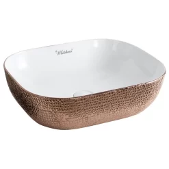 Whitehaus Bathroom Sink With White And Rose Gold Finish WH71302-F23