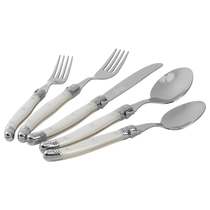 French Home Laguiole 20 Piece Stainless Steel Flatware For 4, Pearl White - Image 6
