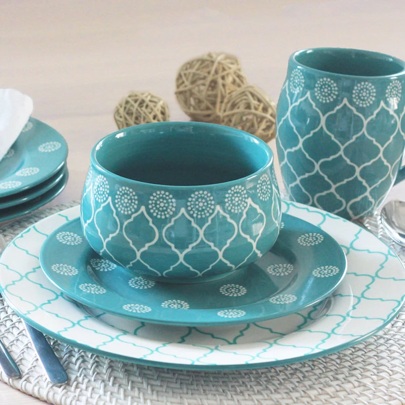 Vonda Turquoise 16 Piece Dinnerware Set - Image 2