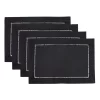Stylish Solid Color Hemstitched Border Placemat, 13"x19" - Set Of 4, Black