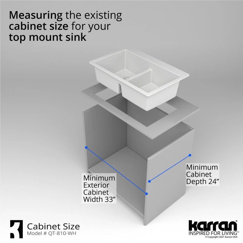 Karran 33" Top Mount Double Equal Bowl Quartz Kitchen Sink, White - Image 11