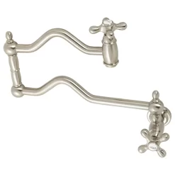 Kingston Brass KS2108AX Heritage Wall Mount Pot Filler, Brushed Nickel