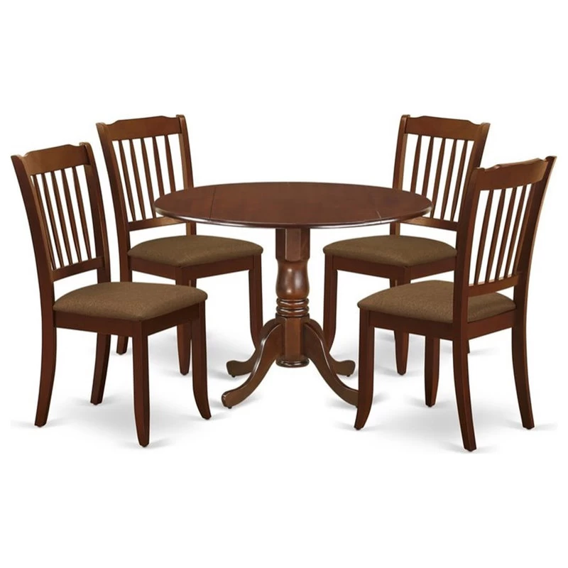 Atlin Designs 5-piece Wood Dining Set With Linen Seat In Mahogany
