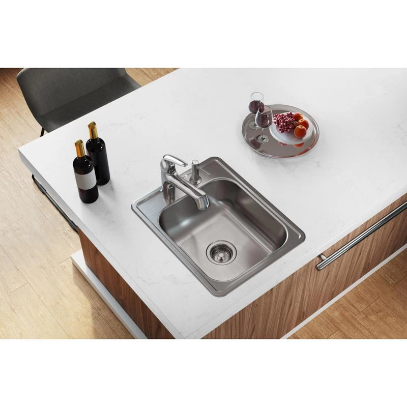 D11721 Dayton Stainless Steel 17" X 21-1/4" Drop-in Bar Sink, 3 Holes