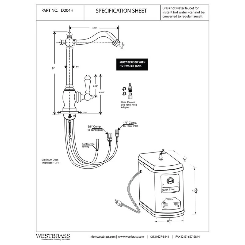 Instant Hot Water Dispenser, Tank, Filter And Flanges, Oil Rubbed Bronze - Image 3