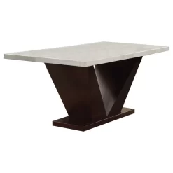 Forbes Dining Table, White Marble And Walnut