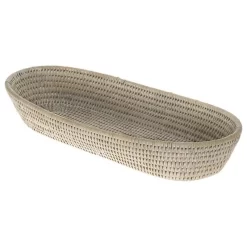 La Jolla Rattan Bread Basket, Large, White-Wash