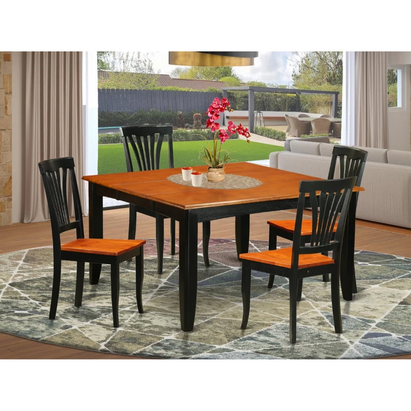 Pfav5-Bch-W, 5-Piece Dining Room Set, Dining Table And 4 Wooden Dining Chairs - Image 5