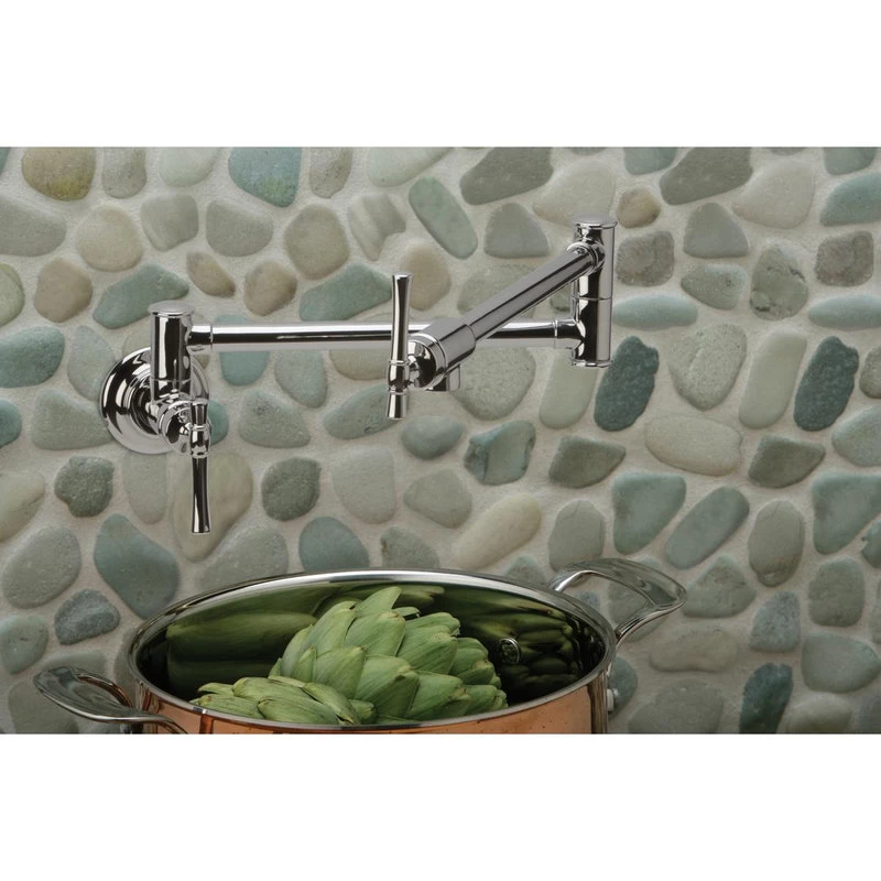 Elkay Explore Wall Mount Pot Filler Kitchen Faucet W/ Lever Handles, Chrome - Image 2