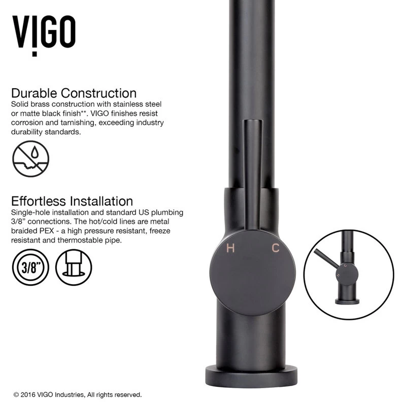 VIGO Gramercy Pull Down Kitchen Faucet, Matte Black - Image 5