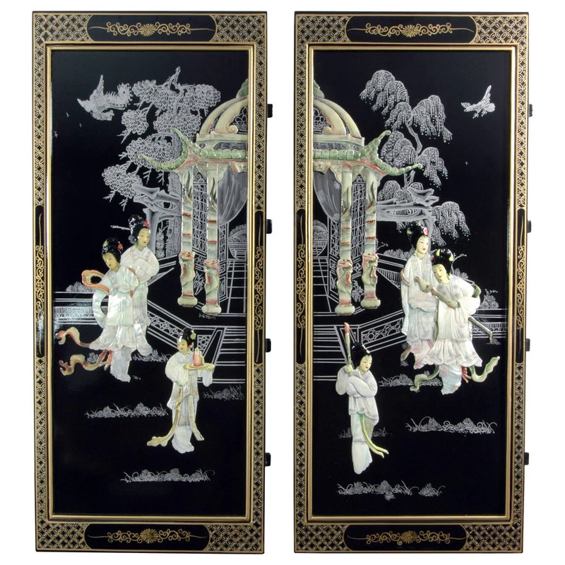 Lacquer Dining Room Set, Black Mother Of Pearl - Image 3