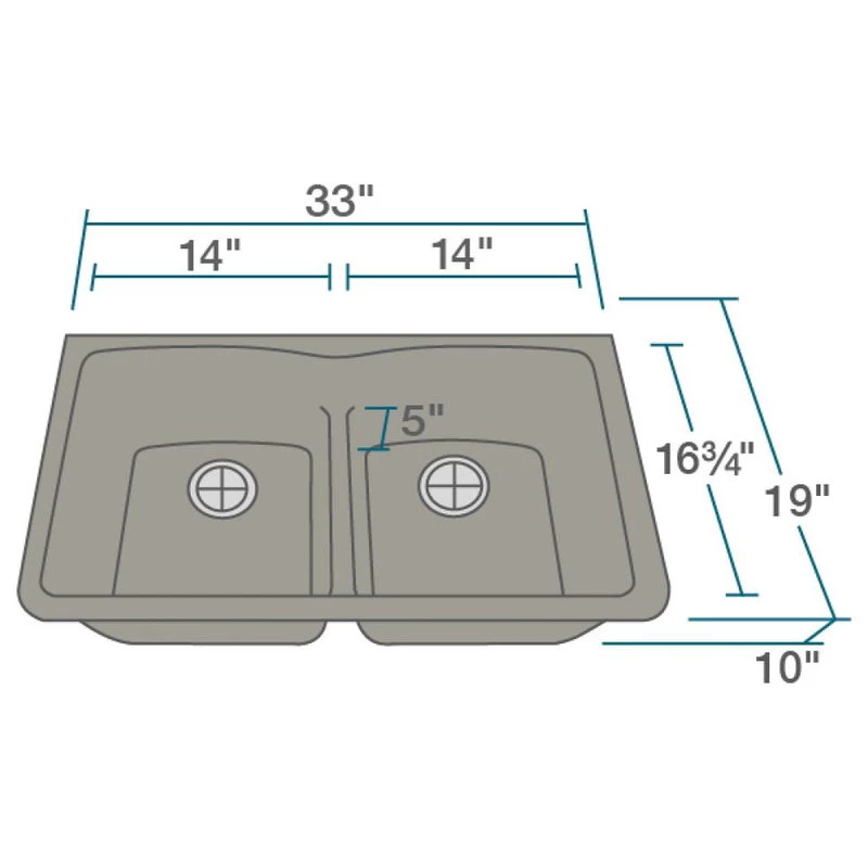 812 Low-Divide Double Bowl Kitchen Sink, Mocha, Colored Strainer/Flange - Image 3