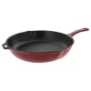 Chasseur 10" Round French Enameled Cast Iron Grill Pan, Red