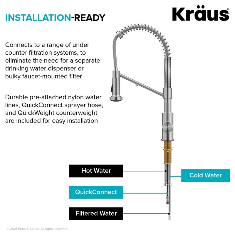 Bolden Commercial Pull-Down 1-Handle Kitchen Filter Faucet, 3-Function, SFS - Image 9