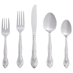 RiverRidge Home RiverRidge Rose 46-Piece Stainless Steel Letter Y Flatware Set In Silver