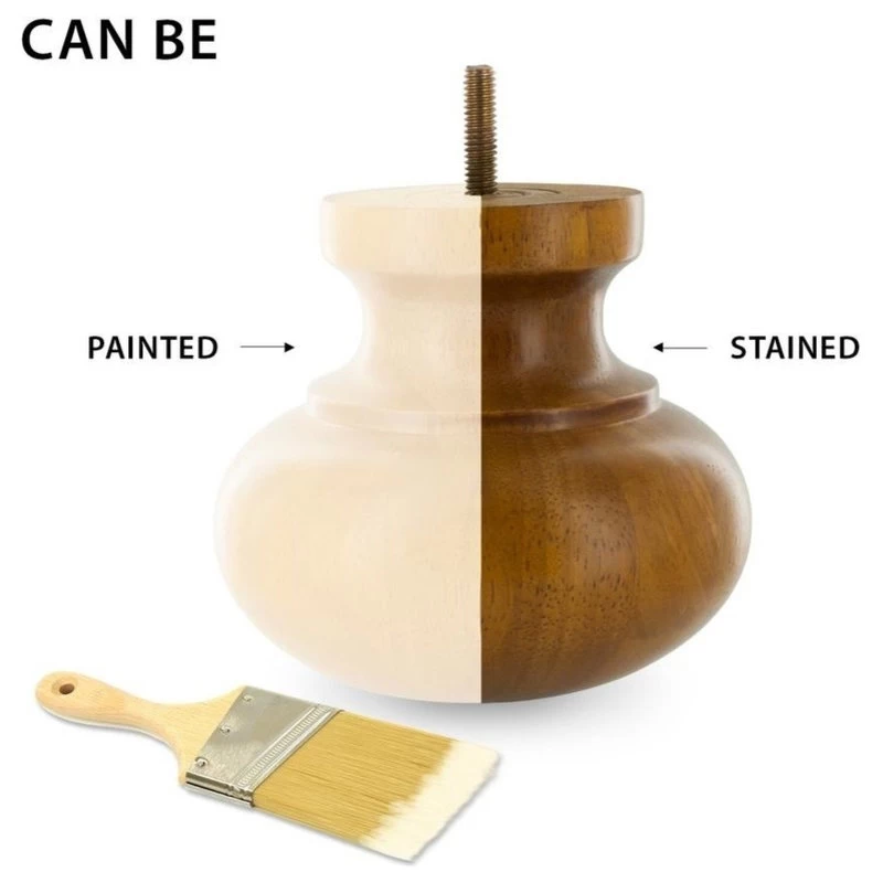 2-1/2" Highx5-1/2" OD Unfinished Solid Hardwood Round Bun Feet - Image 4