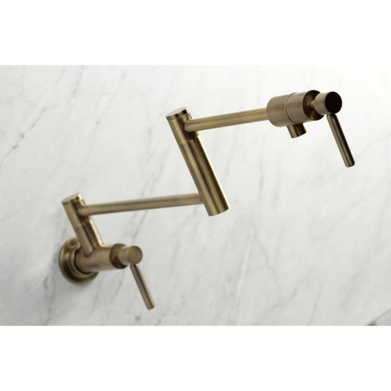 Kingston Brass KS4103DL Concord Wall Mount Pot Filler, Antique Brass - Image 2