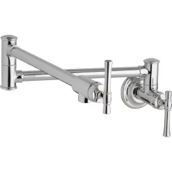 Elkay Explore Wall Mount Pot Filler Kitchen Faucet W/ Lever Handles, Chrome