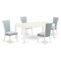 East West Furniture Dover 5-piece Wood Dining Set In Linen White