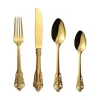 24-Piece Vintage 18K Gold Plated Stainless Steel Silverware Set, 6 Settings