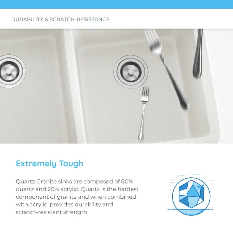 805 Dual-mount Single Bowl Kitchen Sink, White, Colored Strainer - Image 5