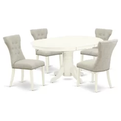 East West Furniture Avon 5-piece Wood Dining Set In Linen White/Doeskin